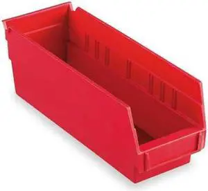 AKRO-MILS 30120RED Shelf Storage Bin, Plastic, 4-1/8 in W x 4 in H x 11-5/8 in
