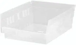 QUANTUM STORAGE SYSTEMS QSB107CL Clear Shelf Bin, 11-5/8"L x 8-3/8"W x 4"H,