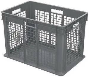 AKRO-MILS 37676GREY Vented & Stackable Straight Wall Storage Container, 26.6