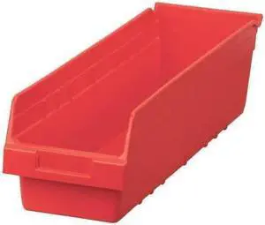 AKRO-MILS 30094RED Shelf Storage Bin, Plastic, Red, 6 in H, 6 5/8 in W, 23 5/8