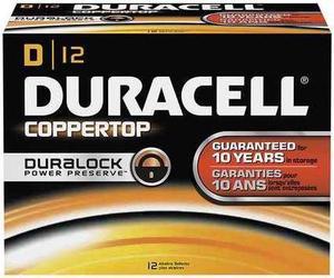 Duracell CopperTop Alkaline Batteries with Duralock Power Preserve Technology D 12/Box MN1300
