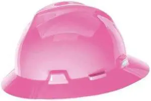 Clearance - MSA Safety 10156374 V-Gard Hot Pink Hard Hat, Staz-On Suspension - M