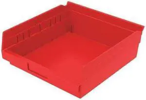 AKRO-MILS 30170RED Shelf Storage Bin, Plastic, Red, 4 in H, 11 1/8 in W, 11 5/8