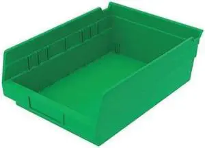AKRO-MILS 30150GREEN Shelf Storage Bin, Plastic, Green, 4 in H, 8 3/8 in W, 11