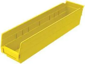 AKRO-MILS 30128YELLO Shelf Storage Bin, Plastic, 4 1/8 in W, 4 in H, 17 7/8 in