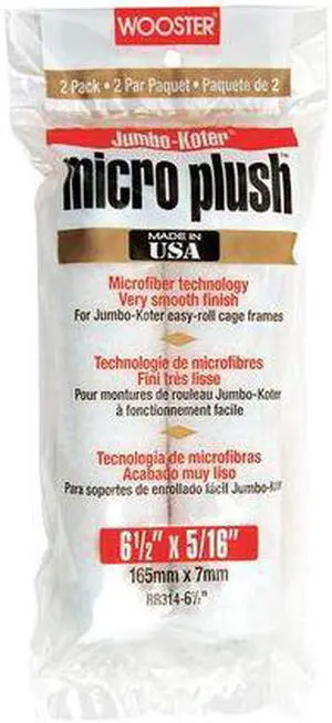 WOOSTER RR314-6-1/2 6-1/2" Mini Paint Roller Cover, 5/16" Nap, Microfiber