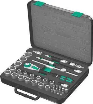 WERA 05003645001 1/2 in Drive Ratchet Set, Metric, 37 pcs