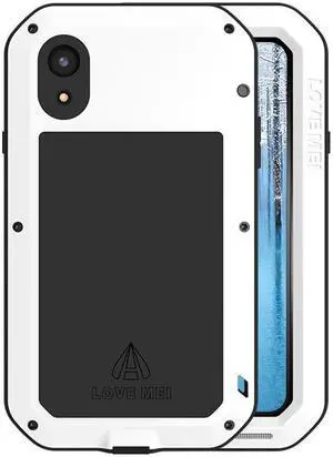 Love Mei Powerful Case For iPhone XR Premium Waterproof Shockproof Aluminum Case Cover for iPhone XR (White)
