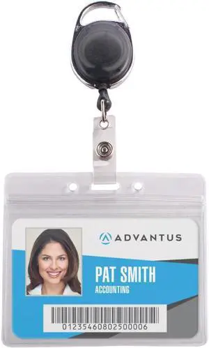 Advantus Badge Reel Holder Combo Pack - Horizontal - Vinyl - 10 / Pack - Black/Clear  AVT91130