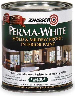 ZINSSER 2774 Interior Paint, Eggshell, Water Base, White, 1 qt