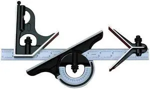 STARRETT C434M-300 Combination Square Set,12 In,4 Pc