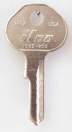 Key Blank, Brass, Type M19,4 Pin, PK10