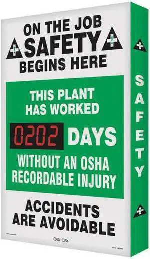 ACCUFORM SCK114 Safety Record Signs,29 x 20In,AL,ENG
