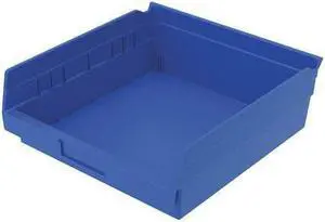 AKRO-MILS 30170BLUE Shelf Storage Bin, Plastic, Blue, 4 in H, 11 1/8 in W, 11