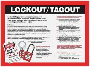 ACCUFORM SP124479L Safety Poster, Lockout Tagout, 17 in H x, 22 in W, Plastic