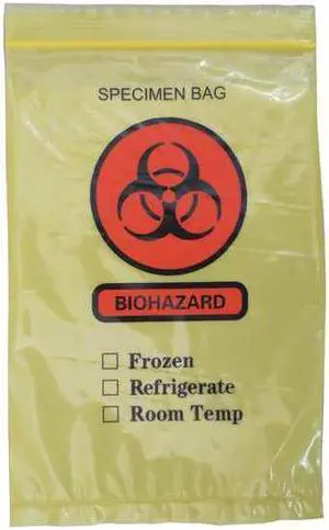 ZORO SELECT 3TZZ2 Specimen Transfer Bag,9 In. L,PK1000