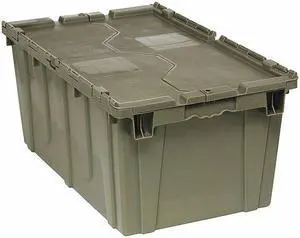 QUANTUM STORAGE SYSTEMS QDC2717-12 Attached Lid Container, 2.5 cu. ft., Gray