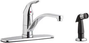 CHICAGO FAUCET 432-ABCP Low Arc Kitchen Faucet, Manual, 8" Mount, 2 Hole