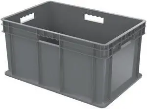 AKRO-MILS 37682GREY Solid & Stackable Straight Wall Storage Container, 20 gal,