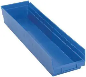 QUANTUM STORAGE SYSTEMS QSB106BL Blue Shelf Bin, 23-5/8"L x 6-5/8"W x 4"H