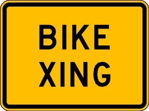 LYLE W11-1P-24HA Traffic Sign,18 x 24In,BK/YEL,Bike Xing