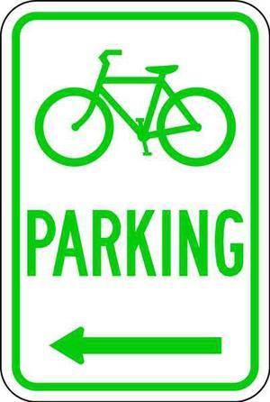 LYLE D4-3L-12HA Bicycle Parking Left Arrow Parking Sign, 12 in W, 18 in H,