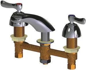 CHICAGO FAUCET 404-E70ABCP Manual Low Arc Bathroom Faucet, 8" Mount, Polished
