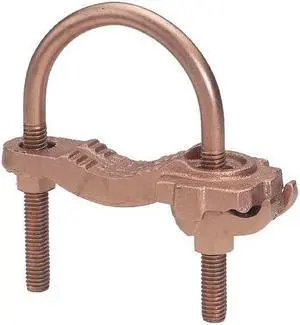 BURNDY GAR3905BU Pipe Ground Clamp, 4AWG, 7.5In, Type: COMMERCIAL