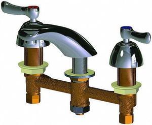 CHICAGO FAUCET 404-E74ABCP Manual Low Arc Bathroom Faucet, 8" Mount, 3 Hole,