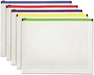 Poly Zip Envelope, Zipper Closure, 10 x 13, Assorted, 5/Pack