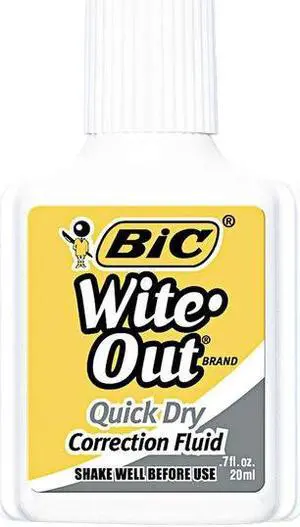 Bic Wite-Out Quick Dry Correction Fluid 20 ml Bottle White 1/Dozen WOFQD12WE