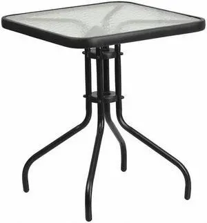 Flash Furniture Barker Square Tempered Glass Metal Table (TLH073A1)