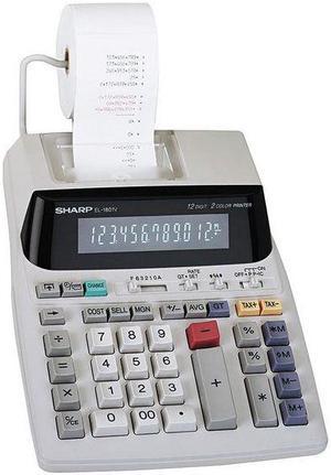 Sharp EL1801V Two-Color Printing Calculator, 12-Digit Fluorescent, 2-color Printing (Black/Red)