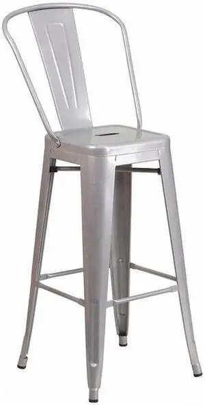 Flash Furniture Metal Indoor/Outdoor Barstool, 30", Silver