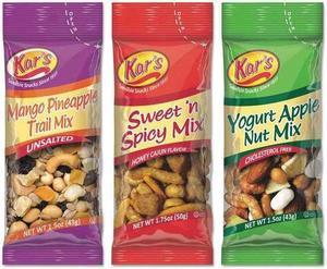 Kar's SN08384 Nuts Caddy, Sweet 'N Spicy Trail Mix, 1.75 oz. Bags, 24  Bags/Pack