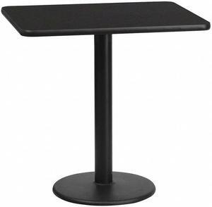 24'' x 30'' Rectangular Black Laminate Table Top with 18'' Round Table Height Base