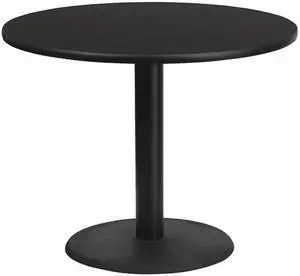 36'' Round Black Laminate Table Top with 24'' Round Table Height Base