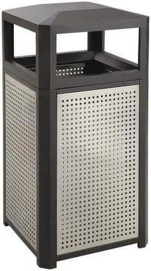 Evos Series Steel Waste Container, 38gal, Black Evos Series Steel Waste Container, 38gal, Black