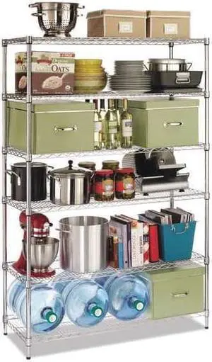 Alera - 6TCOM1848SR - Commercial Wire Shelving, Six-Shelf, 48w x 18d x 72h, Silver