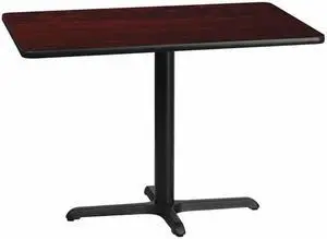 30'' x 42'' Rectangular Mahogany Laminate Table Top with 22'' x 30'' Table Height Base