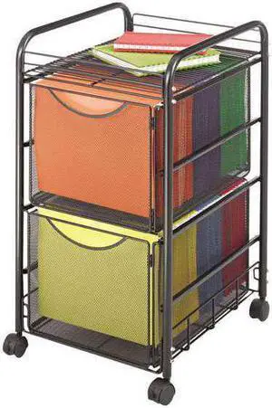Safco Onyx Mesh Mobile Double File One-Shelf 15-3/4 x 17 x 27 Black 5212BL
