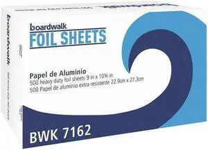 Boardwalk 7162 Pop-Up Aluminum Foil Wrap Sheets, 9 X 10 3/4, Silver, 500/Box, 6 Boxes/Carton