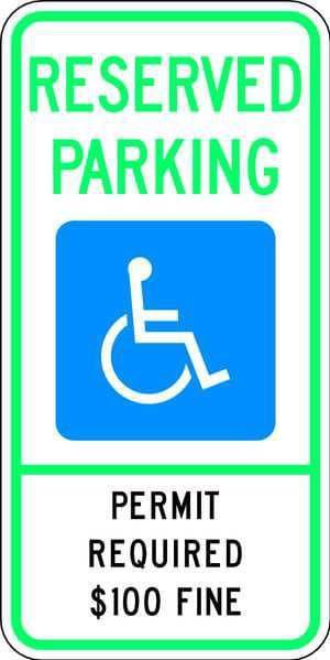 LYLE HC-MT01-12HA Handicap Parking Sign, 12" W, 24" H, English, Aluminum,