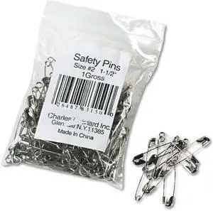 Charles Leonard Safety Pins Nickel-Plated Steel 1 1/2" Length 144/Pack 83150