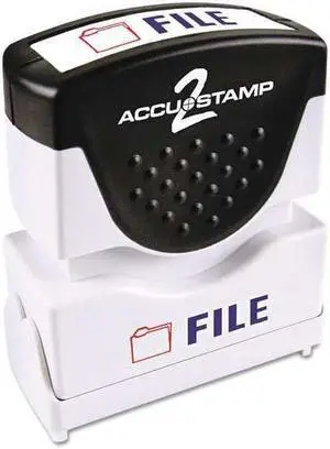 Accustamp2 035534 1 5/8 x 1/2 Red/Blue File Accustamp2 Shutter Stamp with Microban
