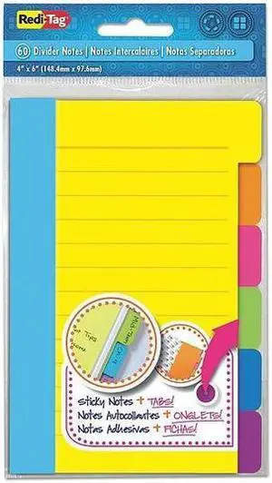 Redi-Tag Divider Sticky Notes with Tabs Assorted Colors 60 Sheets/Set 3 Sets/Box 10245