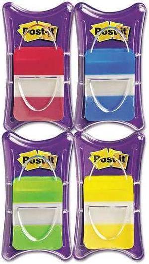 Post-It 686-RALY Durable File Tabs, Solid Color, 1 in. x 1.5, Red, Blue, Green, Yellow, 100-PK