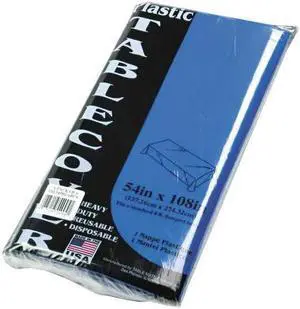 Tablemate Table Set Rectangular Table Cover Heavyweight Plastic 54 x 108 Blue 6