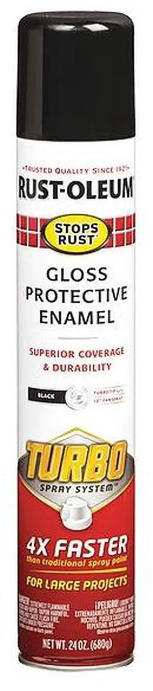 Stops Rust 334128 Stops Rust Turbo Spray Paint, Gloss Black, 24-oz. - Quantity 1