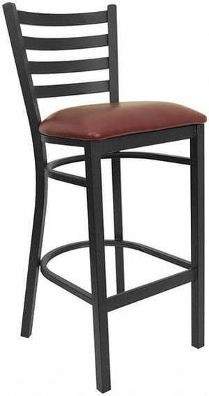 Flash Furniture XU-DG697BLAD-BAR-BURV-GG Hercules Series Black Ladder Back Metal Restaurant Bar Stool with Burgundy Vinyl Seat